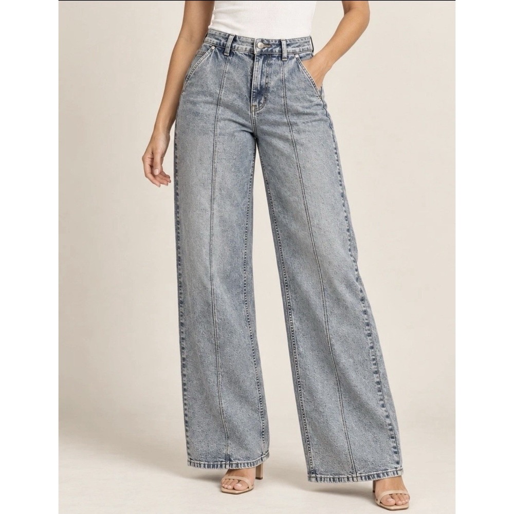 NWT Michael Kors Carmen Wide Leg Jeans Women's Size 6 Light Wash Denim